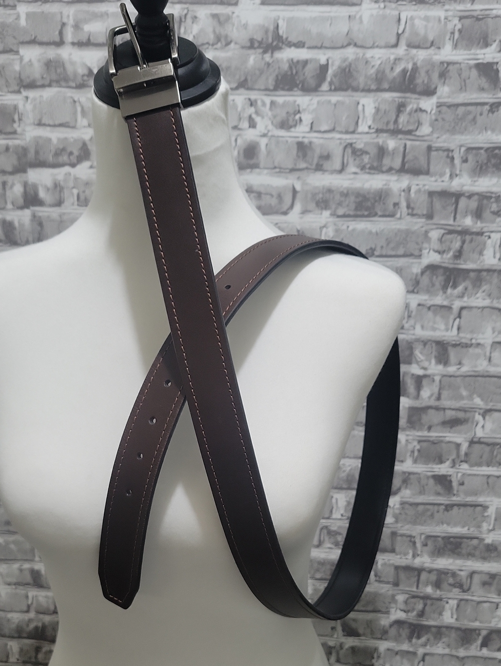 Classic Men's Brown Leather Belt with Contrast Stitching Size XXL, Classic Wear